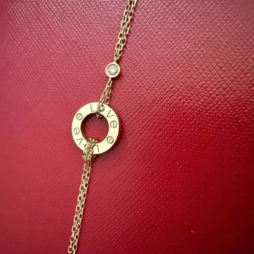 Cartier Rose Gold Love Chain Bracelet with Diamond - Picture 3 of 8